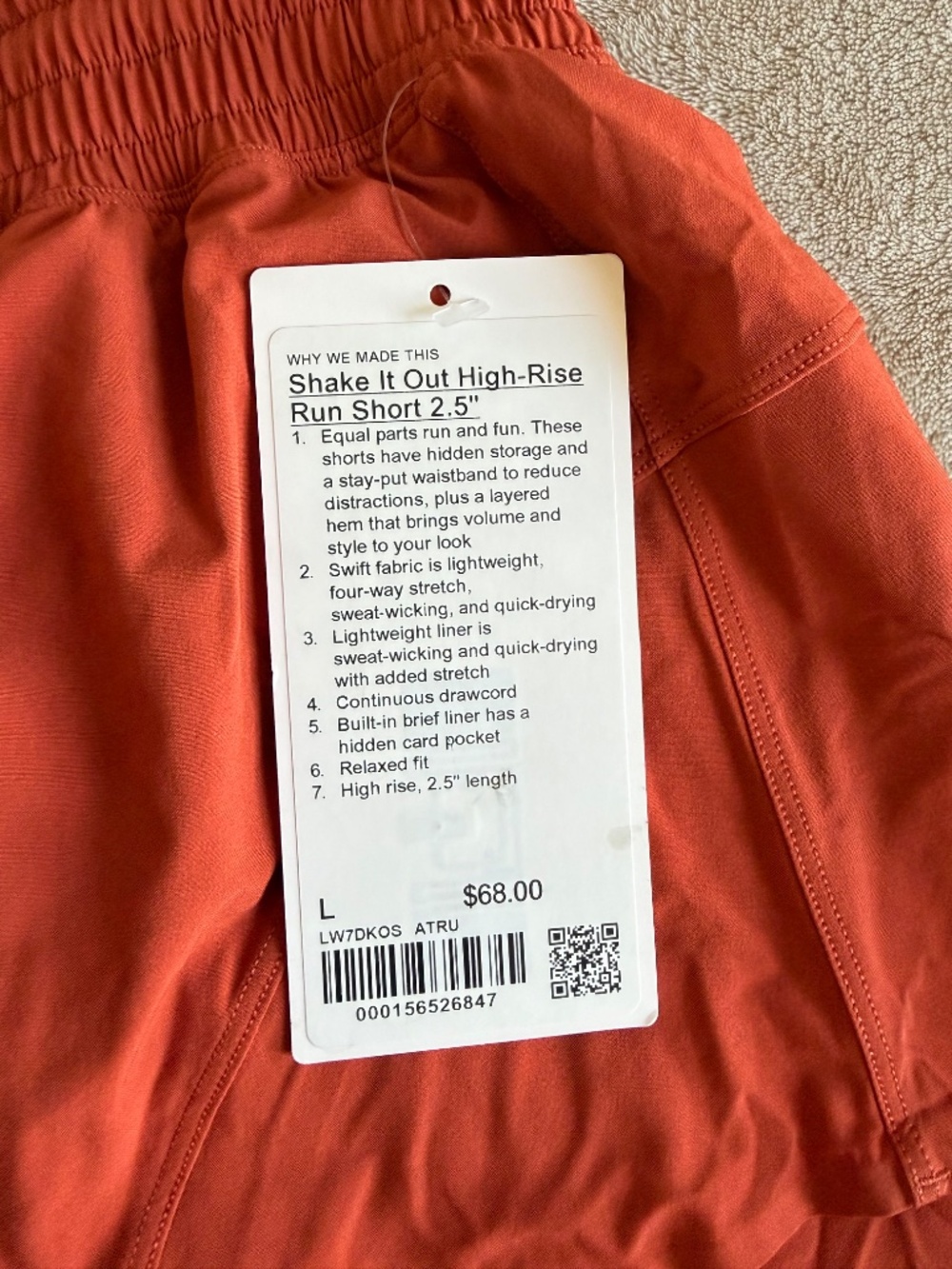 lululemon athletica Women's Athletic Shorts in Rust Orange - Picture 2 of 3